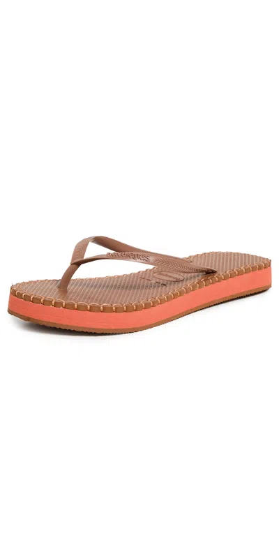 Havaianas Slim Flatform Loop Flip Flops Rust In Rust