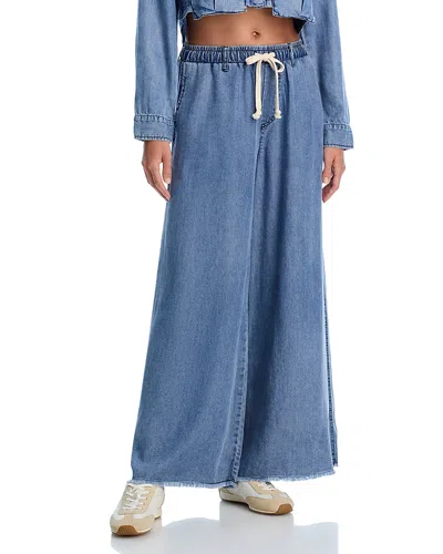 Vintage Havana Wide-leg Drawstring Pants In Washed Denim In Washed Denim