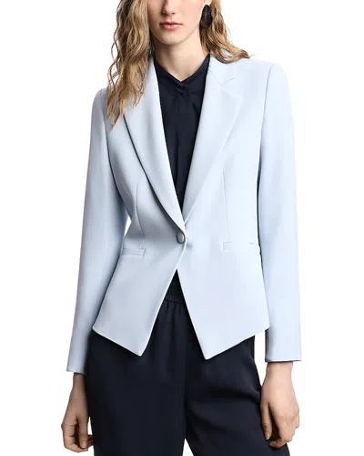 Emporio Armani Cady Crêpe Jacket With Lapels In Zen Blue
