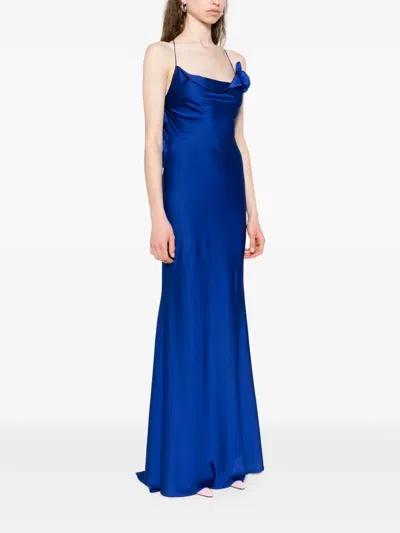 Parlor Floral-appliqué Maxi Dress In Blue