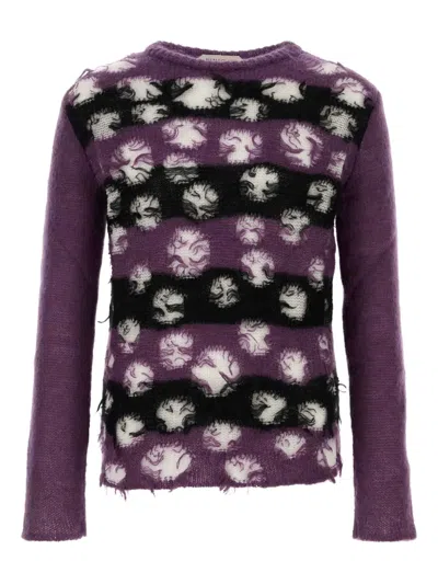 Namacheko Wool Blend Crew-neck Sweater With Intentional Rips In Purple
