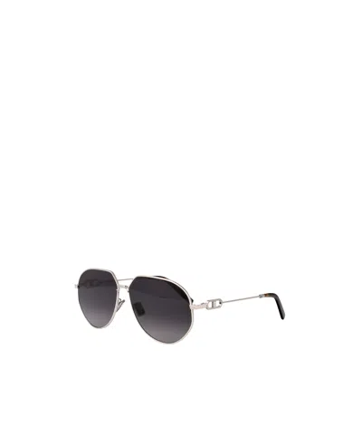 Dior Cd Link A1u Round-frame Silver-tone Sunglasses In Black