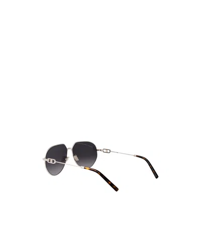 Dior Cd Link A1u Round-frame Silver-tone Sunglasses In Black