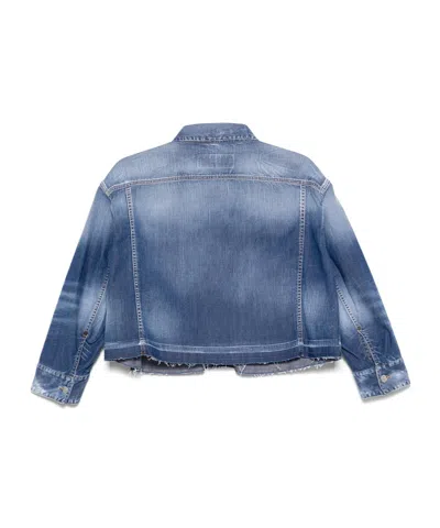 Dsquared2 Summer Lovers Denim Jacket With Rafia Profiles In Blue