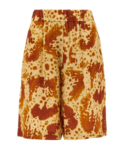 Dries Van Noten Bermuda Shorts With Elastic Waistband And Pockets In Brown