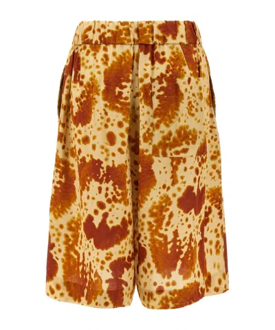 Dries Van Noten Bermuda Shorts With Elastic Waistband And Pockets In Brown