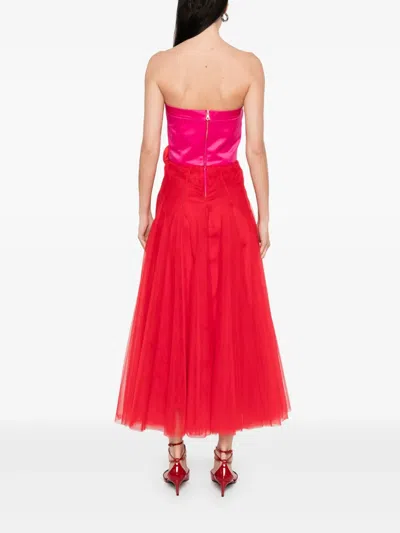 Parlor Floral-appliqué Gown In Red