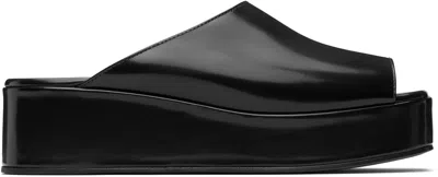 The Row 20mm Emi Flatform Patent Leather Wedges In Black