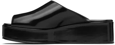 The Row 20mm Emi Flatform Patent Leather Wedges In Black