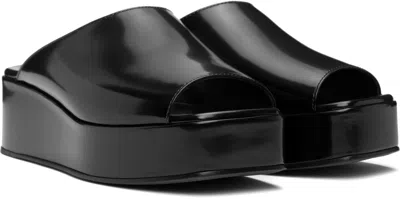 The Row 20mm Emi Flatform Patent Leather Wedges In Black