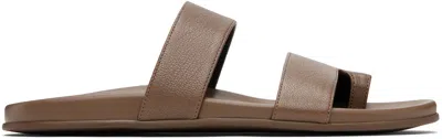 The Row Hugh Leather Sandals In Light Brown