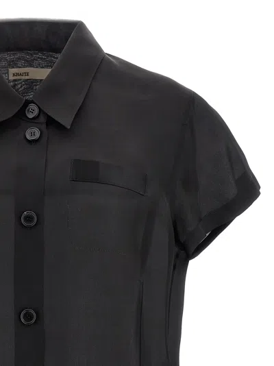 Khaite Keefe Silk Charmeuse Shirt In Black