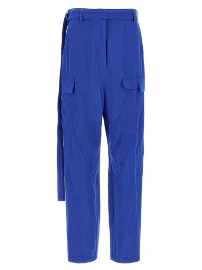 Ferragamo Cargo Pants Lyocell Belt Loops In Blue