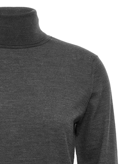 Maison Margiela Frayed Edges Wool Turtleneck Sweater In Gray