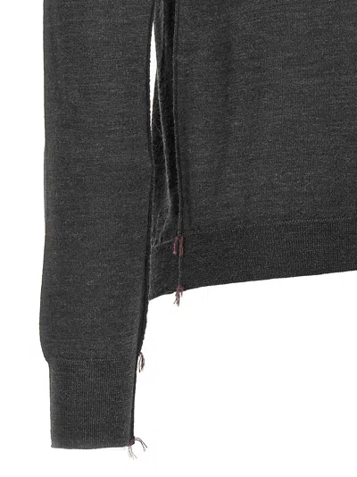 Maison Margiela Frayed Edges Wool Turtleneck Sweater In Gray