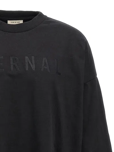 Fear Of God Black T-shirt With Eternal Print On The Front And Logo Patch On The Back In Black