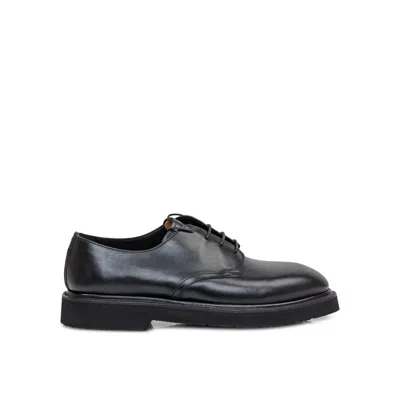 Premiata Round Toe Leather Callo Derby Shoes In Black