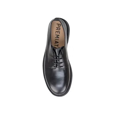 Premiata Round Toe Leather Callo Derby Shoes In Black