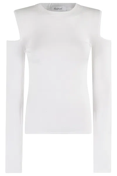 Max Mara Vik Cold Shoulder Sweater In Bianco Ottico