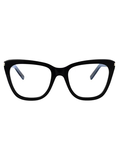 Saint Laurent Sl 548 Slim Opt Glasses In 001 Black Black Transparent
