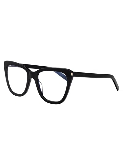 Saint Laurent Sl 548 Slim Opt Glasses In 001 Black Black Transparent