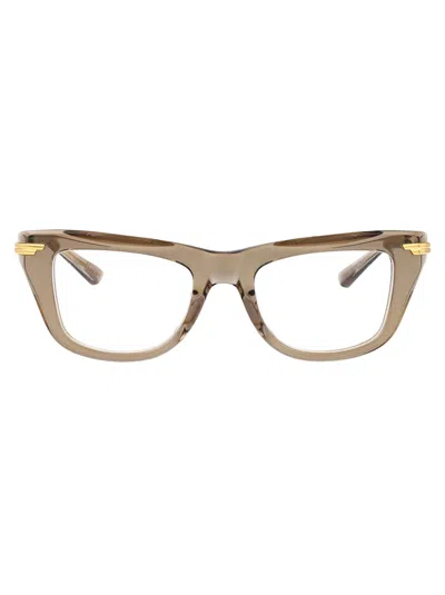 Bottega Veneta Bv1370o Glasses In Brown-gold-transparent