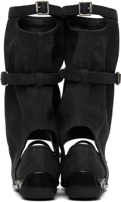 Open Yy Gray Ballet Flat Cut-out Boots In Black