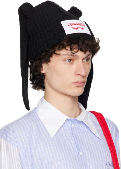 Charles Jeffrey Loverboy Chunky Rabbit Beanie In Black