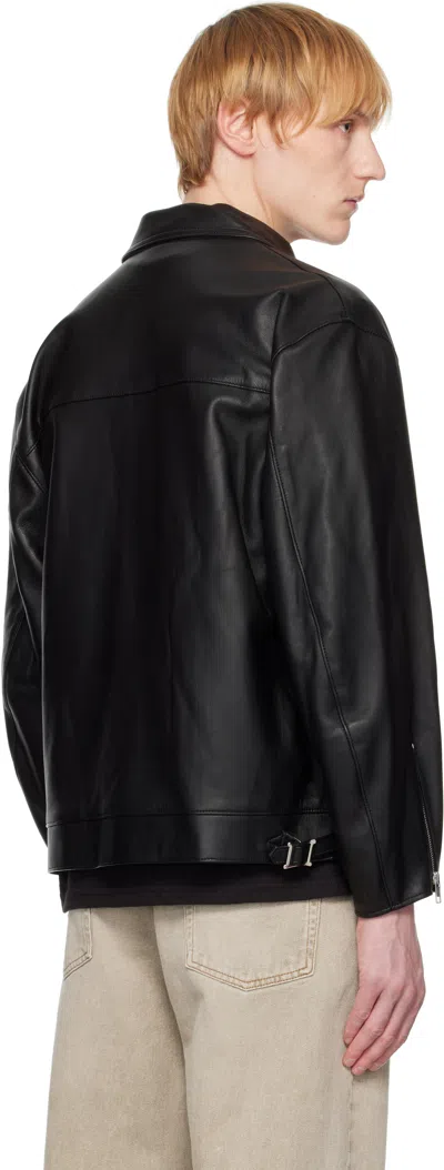 Wacko Maria Black Wolf's Head Edition Single Riders Leather Jacket In Black