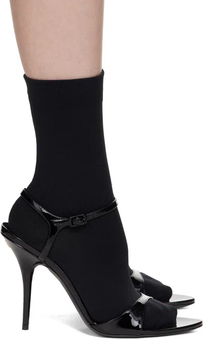 Balenciaga Avenue Sock Black Sandal In Patent Leather And Mesh