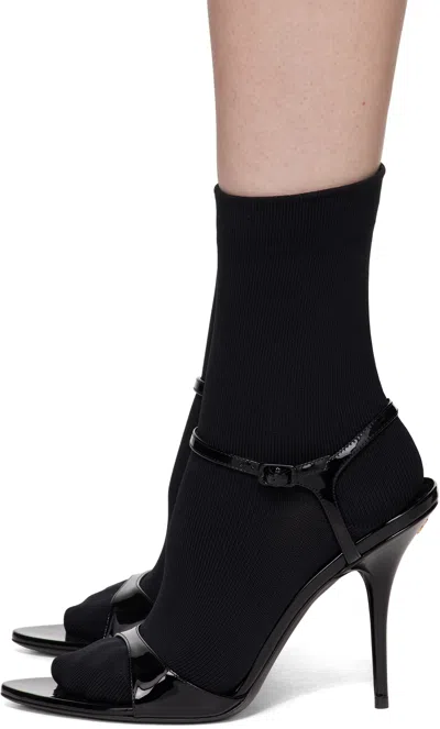 Balenciaga Avenue Sock Black Sandal In Patent Leather And Mesh