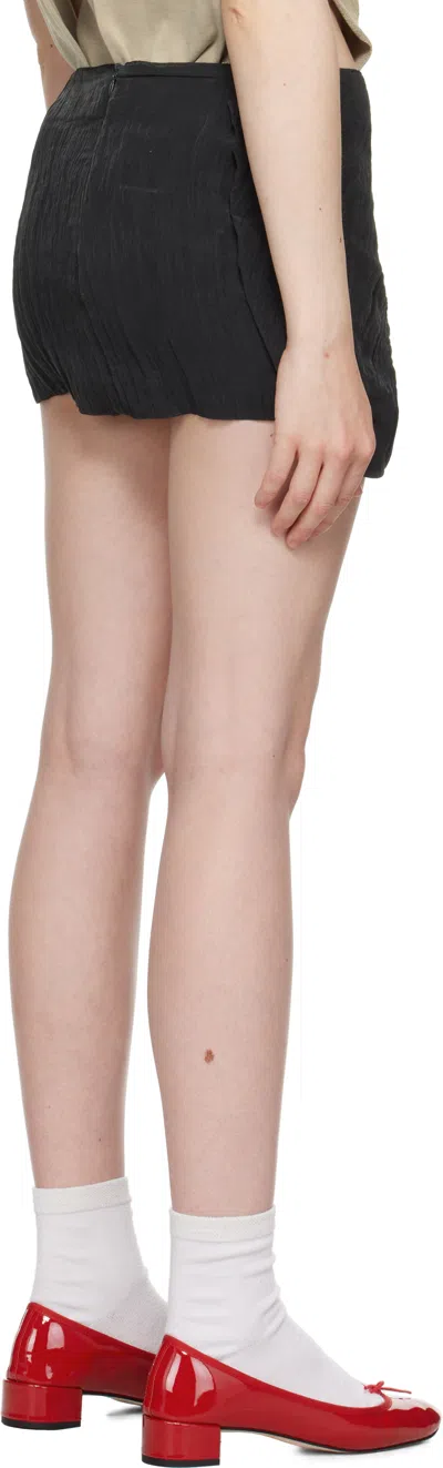 Open Yy Gray Crinkled Gather Miniskirt In Charcoal