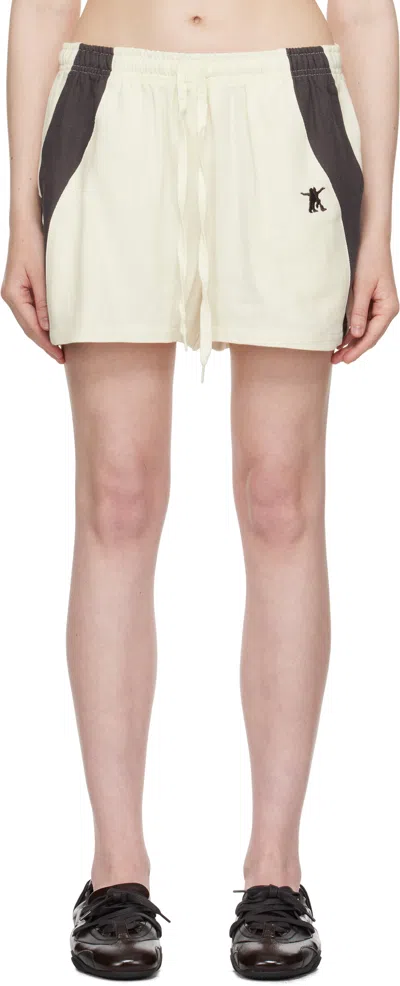 Open Yy Off-white Yy Color Block Shorts In Ivory