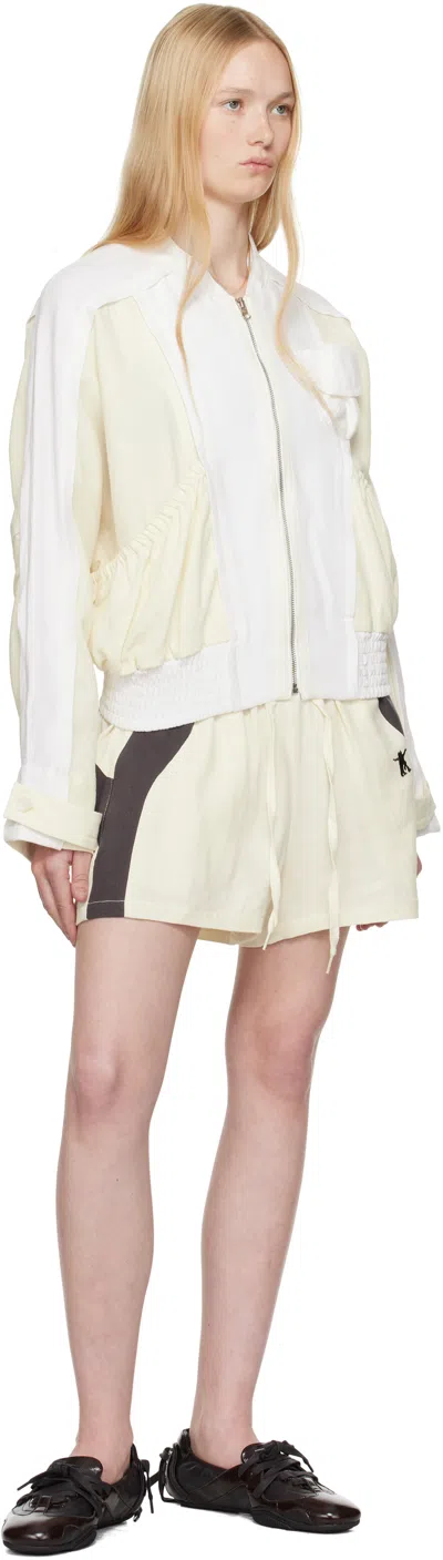Open Yy Off-white Yy Color Block Shorts In Ivory