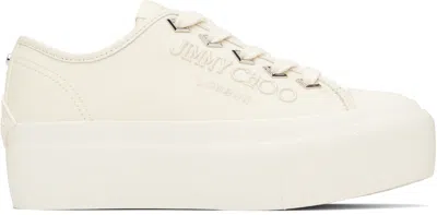 Jimmy Choo Palma Maxi Low-top Canvas Sneakers With Plateau In X Latte/latte
