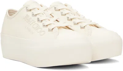 Jimmy Choo Palma Maxi Low-top Canvas Sneakers With Plateau In X Latte/latte