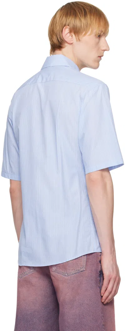 Martine Rose Short-sleeved Pinstriped Shirt In Blue-white Stripe