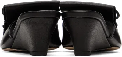 Open Yy Black Fringe Wedge Mules In Black