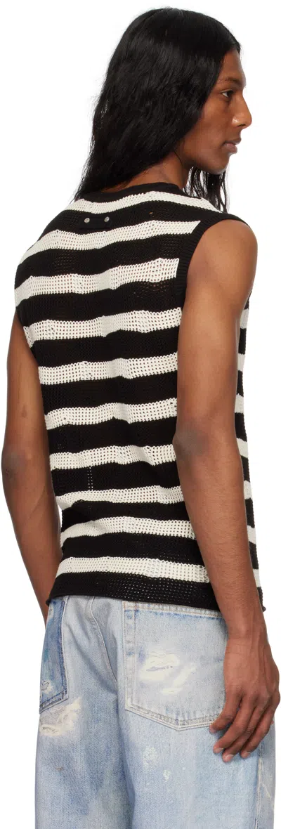 Andersson Bell Striped Net Vest In Black / Ecru