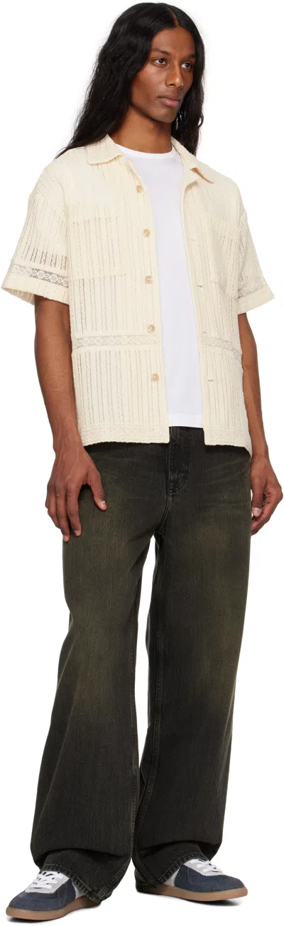 Andersson Bell Beige Jacquard Stripe Shirt In Ecru