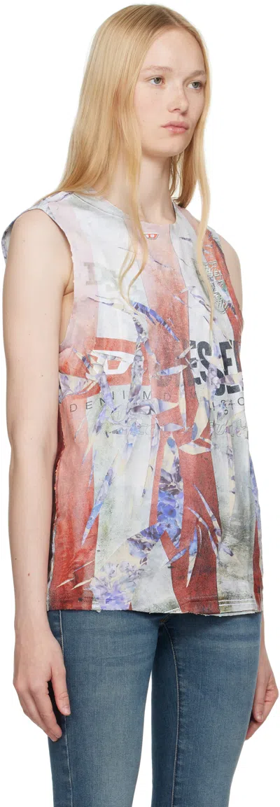 Diesel Red & White T-per-stripe Tank Top In 42aa