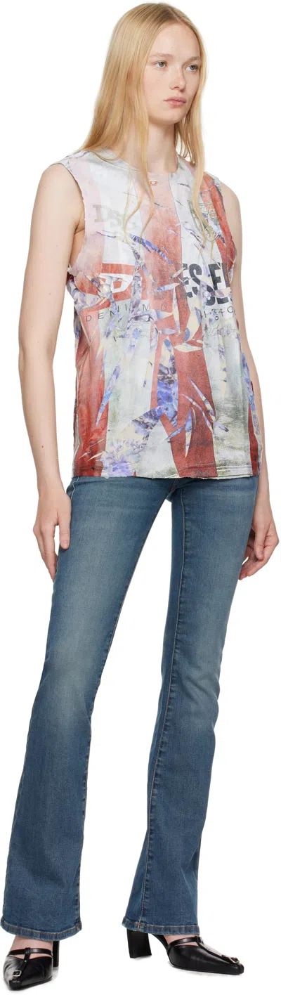 Diesel Red & White T-per-stripe Tank Top In 42aa