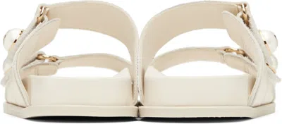 Jimmy Choo Fayence Faux Pearl-embellished Raffia Slides In Latte