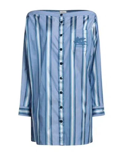 Etro Poplin Mini Dress In Blue