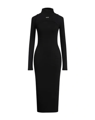 Off-white Off White™ Black Cotton Midi Dress With Logo