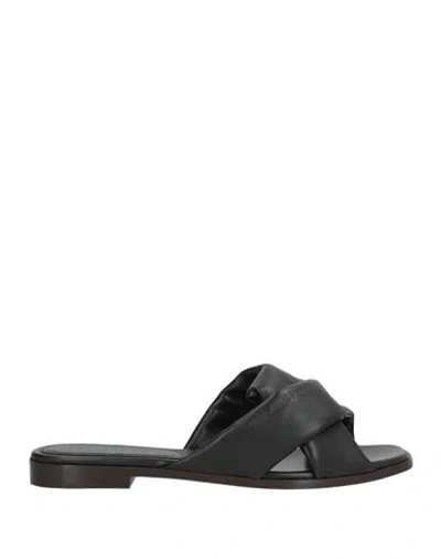 Ferragamo Alrai Origami Knot Slides In Nappa Leather In Black