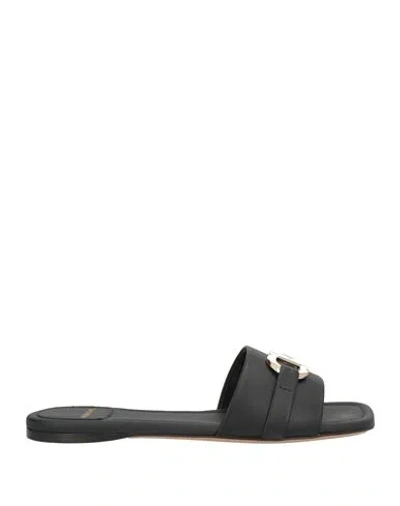 Ferragamo Black Gancini Slippers