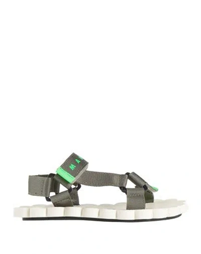Marni Toddler Sandals Military Green Size 10c Textile Fibers, Leather In Green