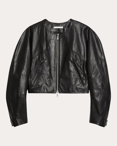 Helmut Lang Women's Articulated Waxed Leather Jacket In Black