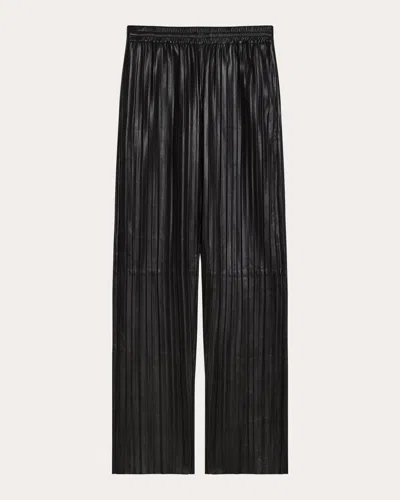 Helmut Lang Pull-on Pleated Leather Car Trousers In Black